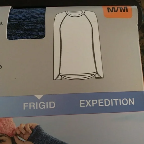 Cuddle Duds Medium Blue /Black Long Sleeve Crew ClimateRight - Picture 3 of 9